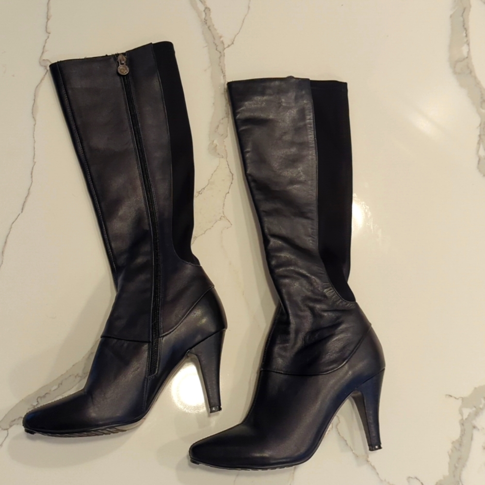 Solemani Ana Black Slim Calf Boots 6.5m